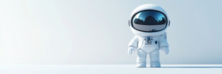 Poster - A small astronaut figure stands against a minimalist background, evoking exploration themes.
