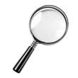© Saim Art - Magnifying glass with a metallic frame and black handle isolated on transparent background cutout png