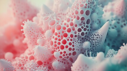 Poster - Abstract Cellular Structure Pink And Blue Hues