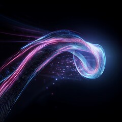 Poster - Colorful abstract glowing light trails swirling in the darkness, representing motion, energy, and digital innovation with vibrant dynamic waves of illumination.