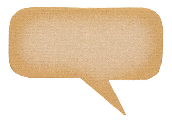 Poster - Blank brown cut out cardboard paper speech bubble with copy space for text on transparent png background design element
