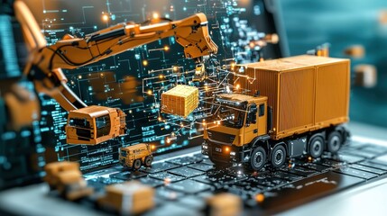 Leinwandbilder - Optimizing crossborder logistics with blockchain standards enhancing global supply chain efficiency through innovative mapping solutions