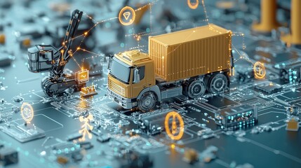 Leinwandbilder - Optimizing futuristic supply chain visualization with interconnect standards in digital environments for enhanced efficiency