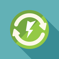 Poster - Circular arrows surrounding a lightning bolt symbolize renewable energy and sustainable practices