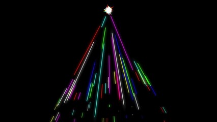 Wall Mural - Beautiful illustration of colorful light streaks from star on plain black background