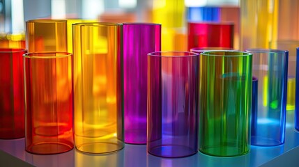 Poster - Colorful Glass Cylinders Arranged In A Row