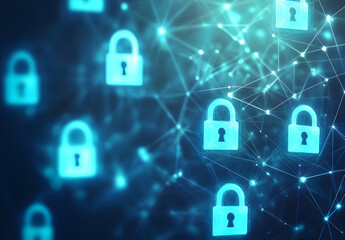 Wall Mural - Futuristic interface displaying secure network