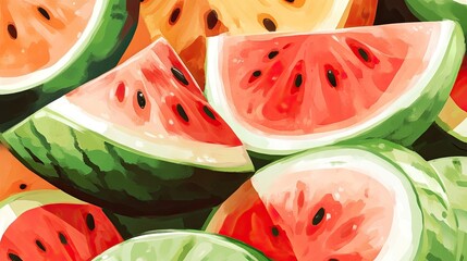 Poster - A Colorful Collection Of Watermelon Slices