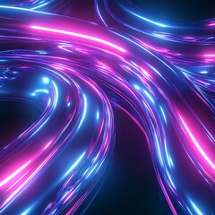 Poster - vibrant neon light trails in abstract digital design creating an energy burst effect and modern aest