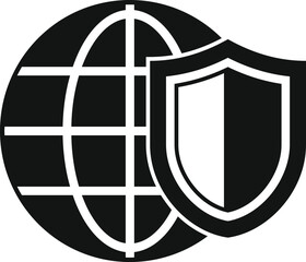 Poster - shield protecting globe, symbolizing global security and data protection in interconnected digital w
