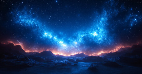 Wall Mural - a starry night sky with a blue background. the stars are scattered throughout the sky, creating a se