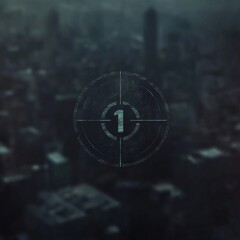 Poster - A close up of a city with a large number 1 in the center