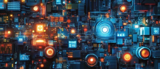 Poster - Abstract Futuristic Circuit Board