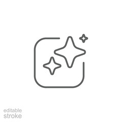 Fototapete - Ai generated icon. Simple outline style. AI star and square, artificial intelligence, computer help assistant, technology concept. Thin line symbol. Vector illustration isolated. Editable stroke.