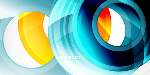 Poster - Bright colorful circles with light effects. Abstract background