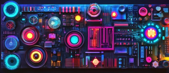 Poster - Abstract Synthwave Circuit Board