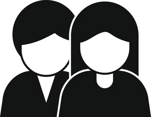 Poster - Simple black and white icon of two people, possibly a couple or business partners