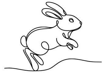 Wall Mural - one line drawing cute rabbit jumping animal vector illustration template design