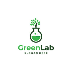 Wall Mural - Nature lab logo design. Green leaves, tree with testing flask. Tests, symbol. Pharmaceutical