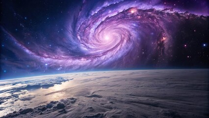 Wall Mural - swirling vortex of purple and blue gases in a distant planet's atmosphere, cosmos, vortex, gas giant