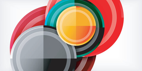 Poster - Abstract background - multicolored circles, trendy minimal geometric design, vector illustration