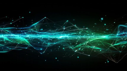 Poster - A long green line with many small dots and lines