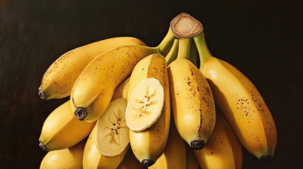 Poster - A Still Life Painting of Ripe Bananas