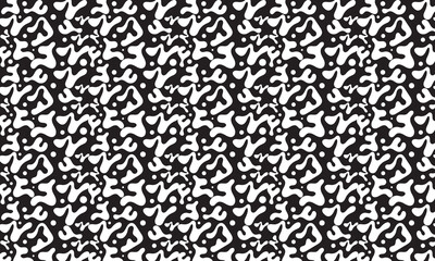 Poster - abstract liquid organic shape print seamless pattern illustration in retro style. modern black and w