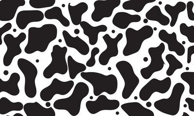 Poster - abstract liquid organic shape print seamless pattern illustration in retro style. modern black and w