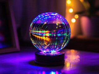 Wall Mural - prismatic rainbow light dances on a dark surface, creating a captivating holographic effect with vibrant colors and crystal-clear reflections, evoking a sense of wonder