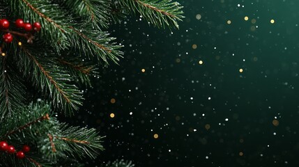 Poster - A Christmas tree with snow on it and berries