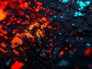 Poster - Abstract digital art displaying vibrant colors and intricate pixel patterns representing data visualization.