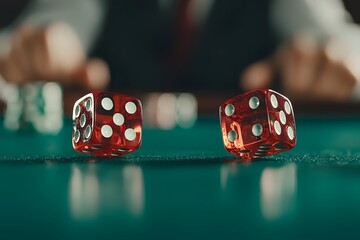 Fototapete - Two Rolling Dice – A Dynamic and Exciting Moment Capturing the Thrill of Chance and Gameplay