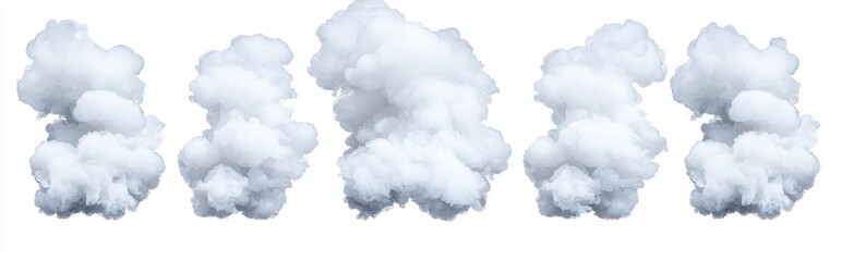 Poster - A modern realistic mockup of a circular smoke ring isolated on a transparent background. Models with flow mist swirls, white fog or steam round clouds. Smoky effect from hookah, cigarettes or vaping.