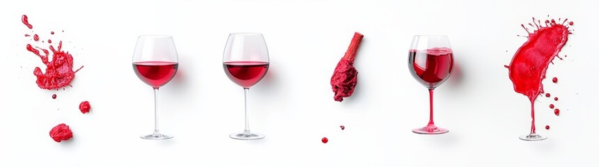 Poster - The 3d red wine water splash circle drink swirl. The strawberry juice color round modern frame. Isolated realistic rose liquid energy ring flow abstract border illustration. Transparent texture