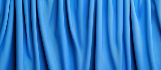 Poster - Blue theater curtain closed with a round spotlight. Use this for a cinema or announcement concept with waved fabric and light.