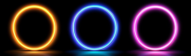 Poster - a modern solar eclipse with a neon ring. a fire glow in the halo in the middle of the sphere. a gala