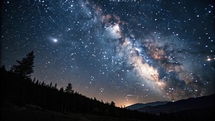 Wall Mural - dark celestial night sky with numerous stars, planets, and galaxies in the background, darkness, hea