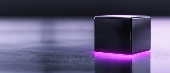 Sticker - A black cube with a purple light on it