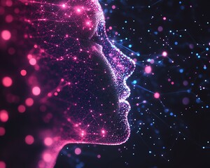 Poster - Virtual artificial intelligence concept, digital web network background, representing advanced technology, machine learning, and AI innovation
