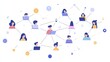 © MAGNIFIER - Educational network concept in flat art, connecting online classrooms, students, and virtual labs with creative symbolic icons
