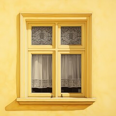 Wall Mural - sunny yellow building window