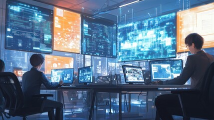 Poster - Cybersecurity Team Monitoring Digital Data