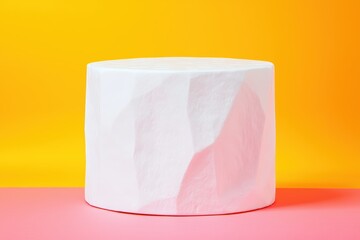 Poster - White pedestal on pink & yellow