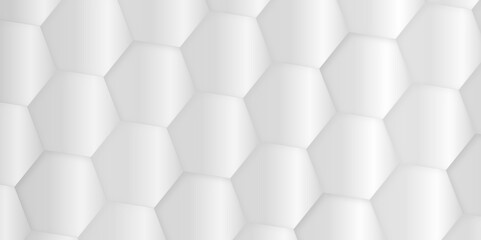 Poster - Abstract background white, silver hexagon with seamless geometric pattern texture design. futuristic geometry pattern honeycomb mosaic texture design. hexagon grid minimalist mesh cell texture design.