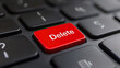 © Unclutter Aesthetics - focused shot of red delete key on black keyboard, emphasizing its importance