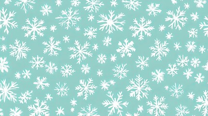 Poster - A minimalist mint green Christmas card with white snowflake patterns, perfect for sending holiday greetings.