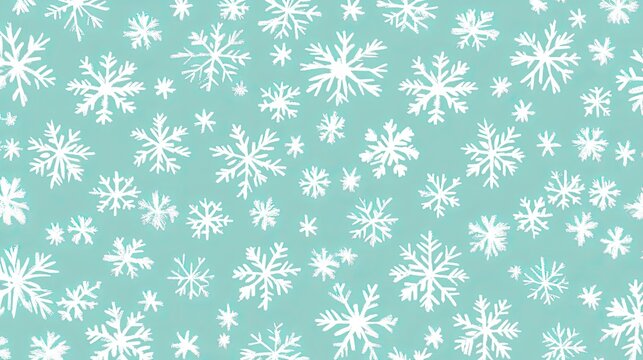 A minimalist mint green Christmas card with white snowflake patterns, perfect for sending holiday greetings.