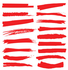 Poster - Marker hand-drawn line border red set and scribble design elements. Red ink brush strokes and banners. 