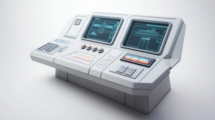 Fototapete - Futuristic control panel with screens and buttons for monitoring and operation.